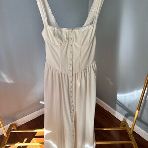 Rumored Cream Button-Front Maxi Dress